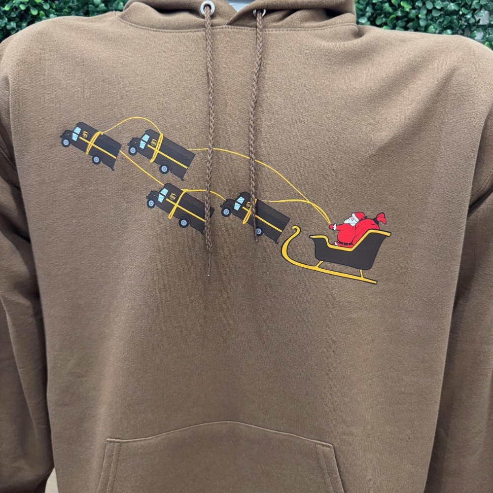 UPS Truck Peak Season Season Christmas Santa Hooded Sweatshirt Hoodie